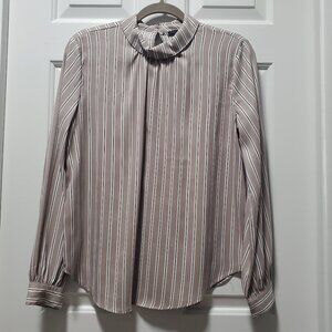 Ann Taylor Striped Long Sleeve Blouse | Small